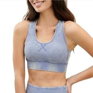 NWT SPLENDID Studio Emily Acid Wash Blue Purple Racerback Sports Bra Size Large